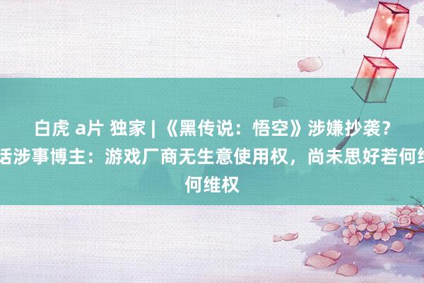 白虎 a片 独家 | 《黑传说:悟空》涉嫌抄袭? 对话涉事博主:游戏厂商无生意使用权,尚未思好若何维权